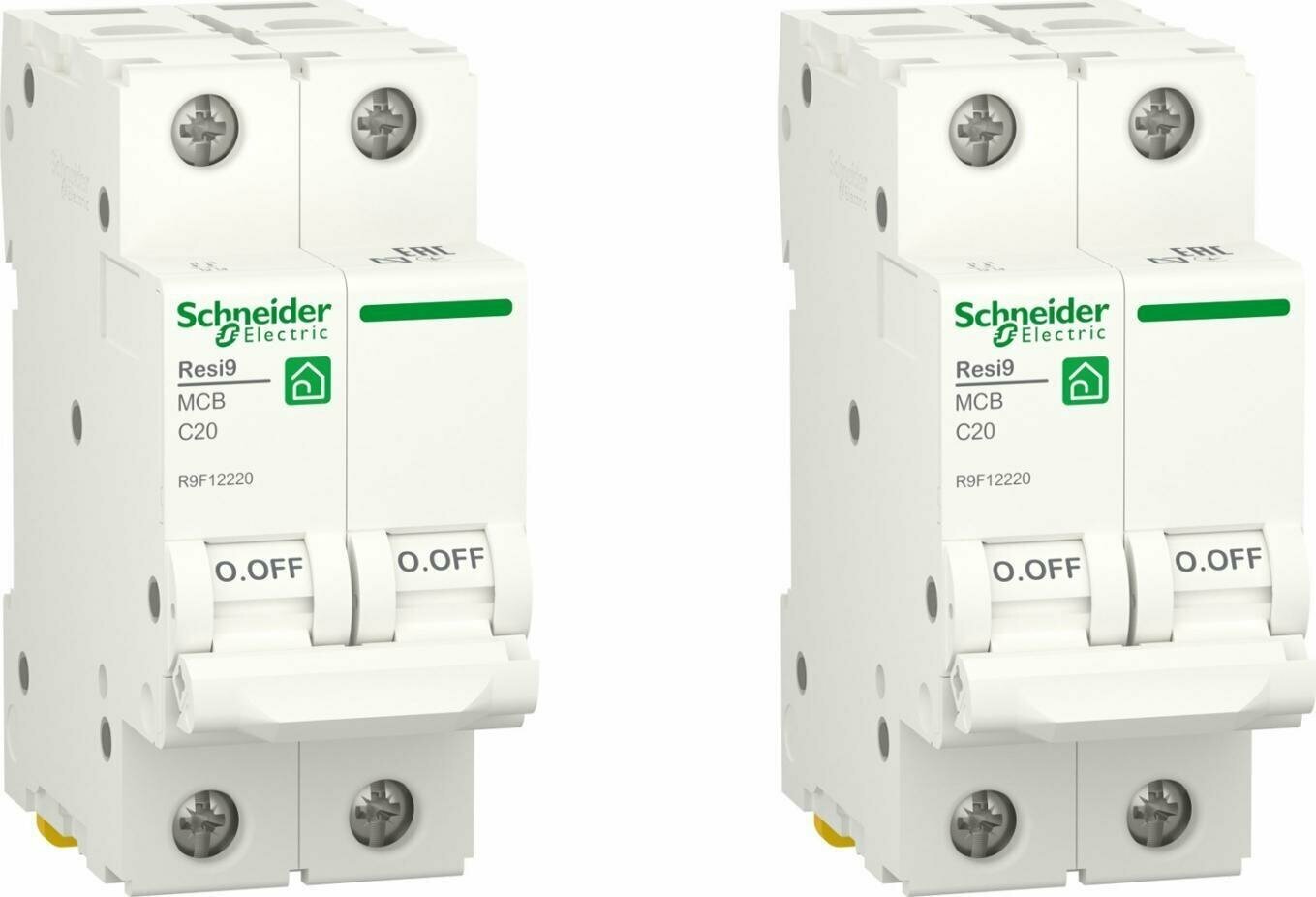 Автоматический выключатель Schneider Electric Resi9 2P 20А характеристика C (комплект из 2 шт)