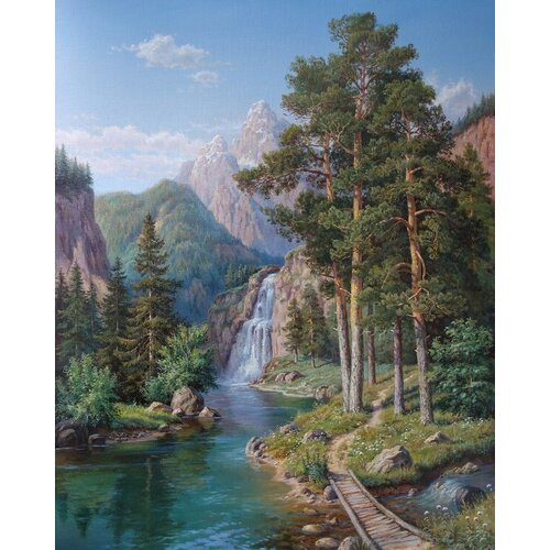 Картина по номерам Мостик на горном озере 40х50 холст на подрамнике картина по номерам осень на горном озере 40x50 см