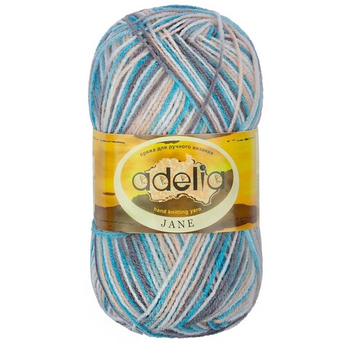 Пряжа Adelia Jane, 100% акрил, 10*50 г, 227 м+-10 м, №23, белый, светло-голубой, светло-бежевый, светло-серый