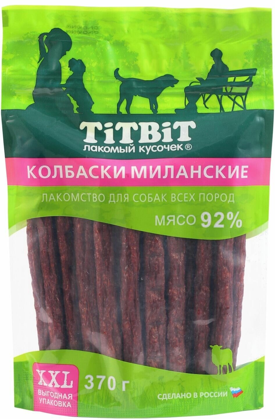 Лакомство TitBit для собак колбаски миланские 370г xxl 024324 выгодная упаковка