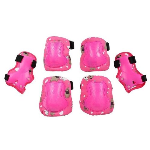 Защита роликовая детская - наколенники, налокотники, защита запястья, размер S, цвет розовый, 1 набор
