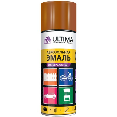 Аэрозольная краска ULTIMA RAL 8028 коричневый универсальная 520 мл ULT043