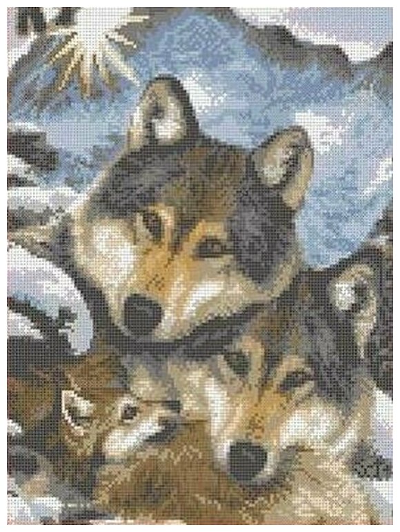 Рисунок на ткани Каролинка "Семья волков", 23x30 см
