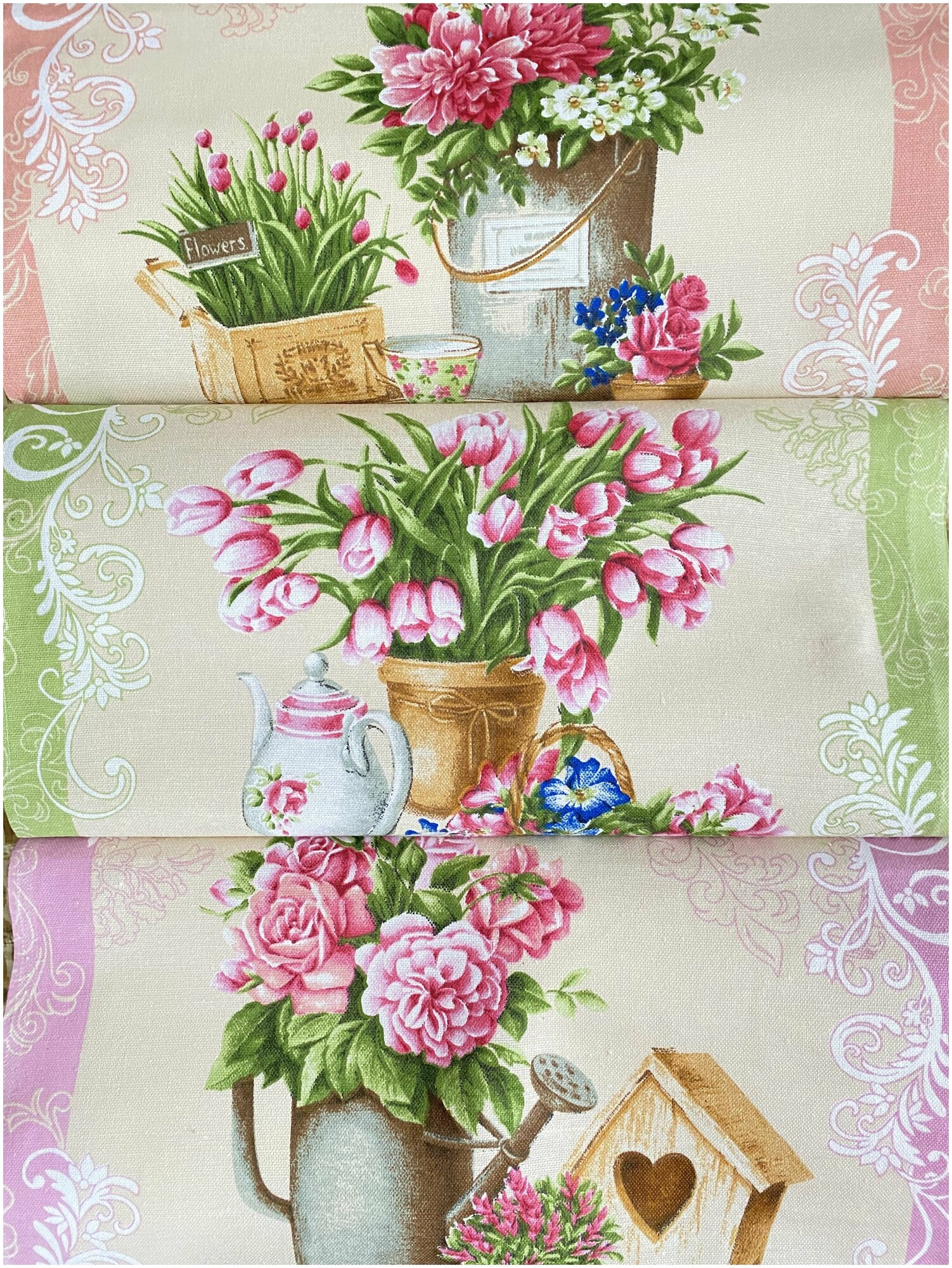 Полотенце кухонное набор "цветы" 3 шт рогожка - фотография № 7