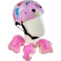 Комплект защиты для катания розовый илизиум спорт шлем наколенники налокотники защита запястья для роликов скейта самоката