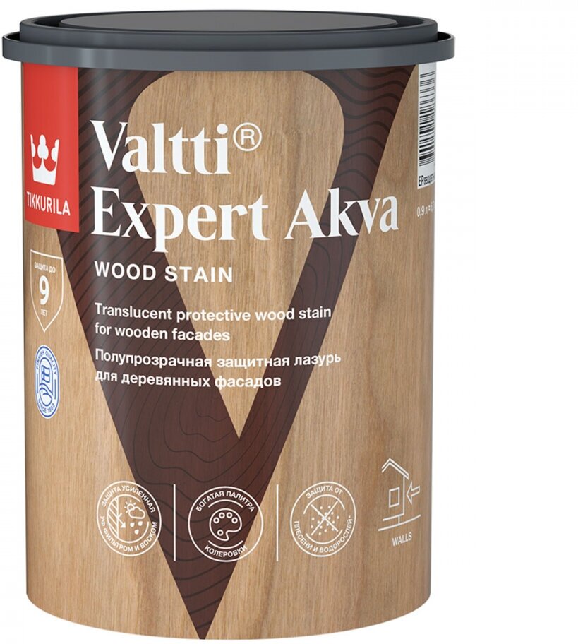 Tikkurila Valtti Expert Akva / Тиккурила Валтти Эксперт Аква декоративно защитная лазурь 0,9л