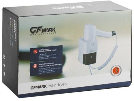 Фен GFmark 6812, настенный, 1200 Вт, 2 режима, бело-чёрный 9581051 - фотография № 7