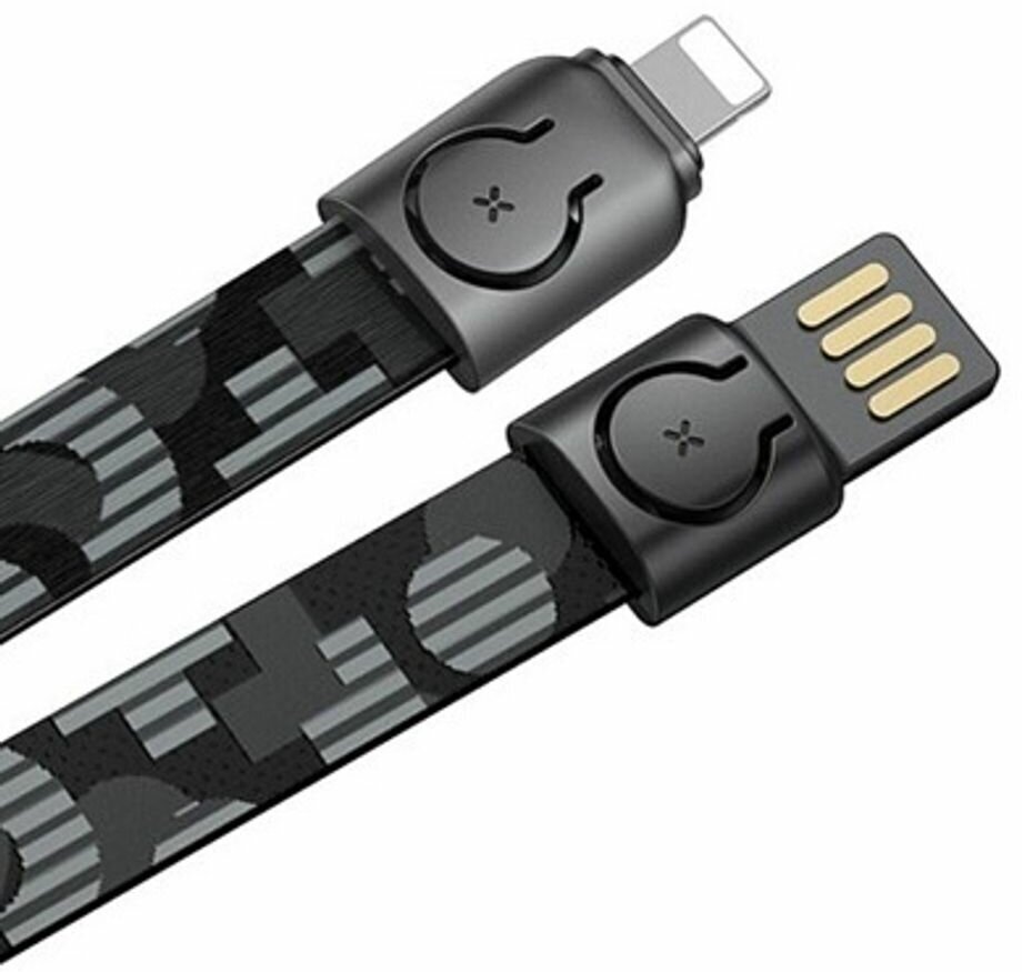 Кабель брелок (подвесной ремешок на шею) BASEUS Gold Collar, USB to Lightning, 2.4А, 85 см, Черный, CALJL-BP1