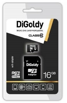 Карта памяти (DIGOLDY MicroSDHC 16GB Class10 + адаптерSD)