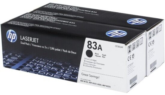 Картридж HP CF283AF 83A 2xBlack двойной для LaserJet Pro MFP M125/M127