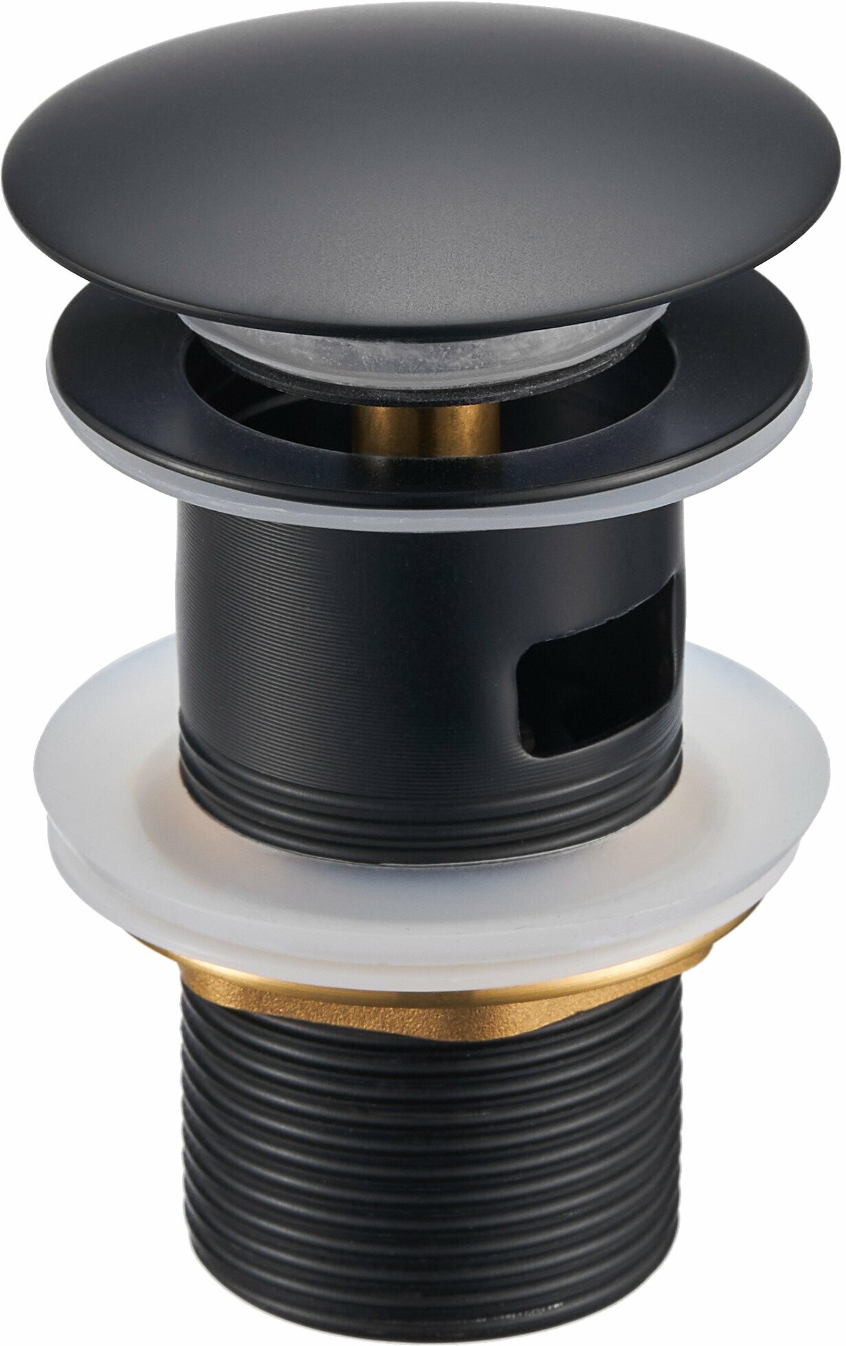Milacio Донный клапан для раковины с переливом Ultra 050 чёрный матовый Mcu.050.mb - фотография № 1