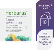 Чай в пакетиках из трав Herbarus "Заряд Витаминов", в пакетиках, 10 пак.