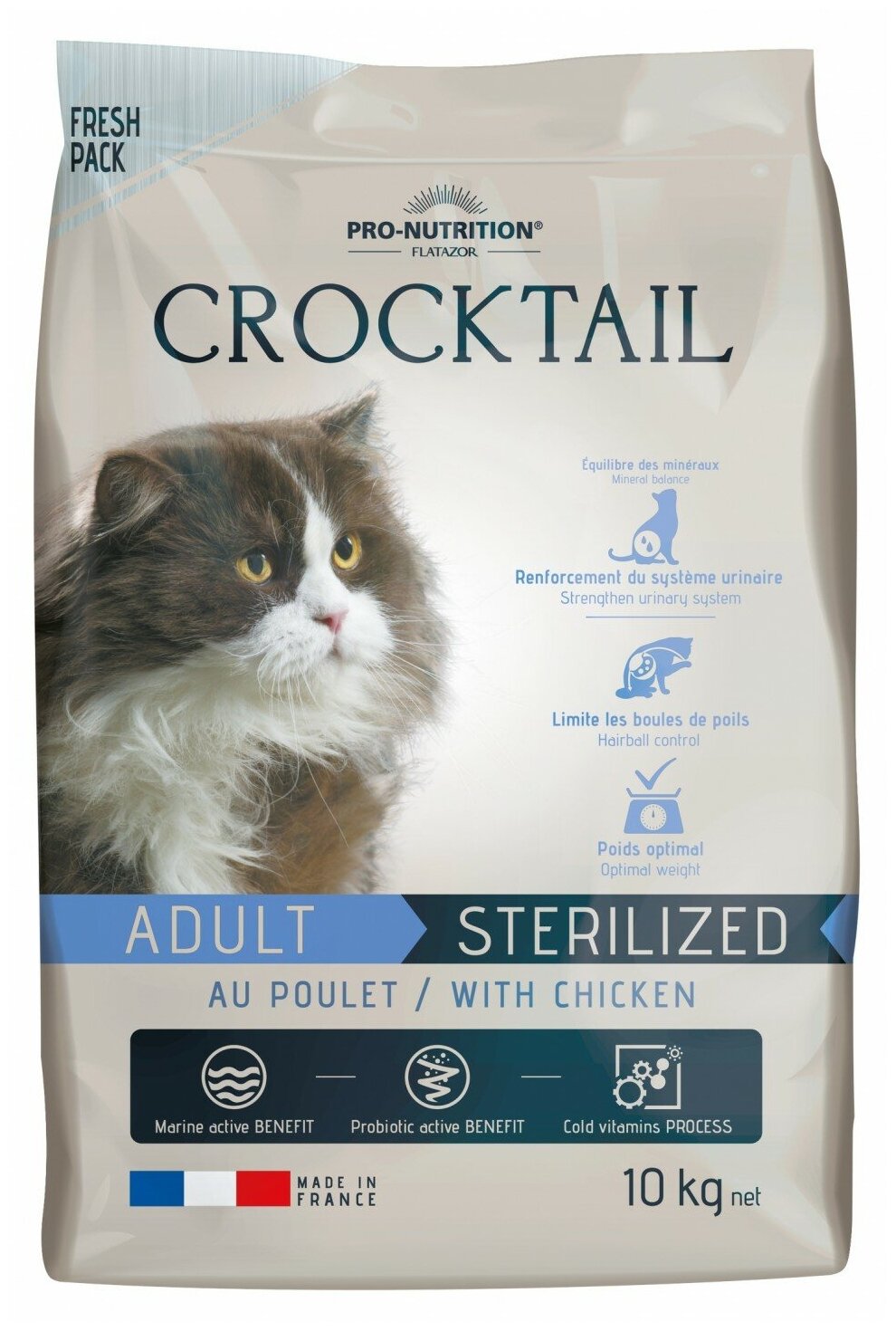 FLATAZOR CROCKTAIL ADULT STERILISED CHICKEN для взрослых кастрированных котов и стерилизованных кошек с курицей (10 кг)