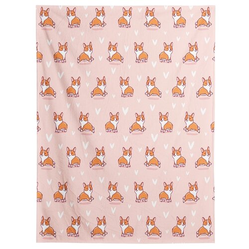 фото Большой плюшевый плед joyarty 150x200 из микрофибры (велсофт) корги королевы на диван или кресло