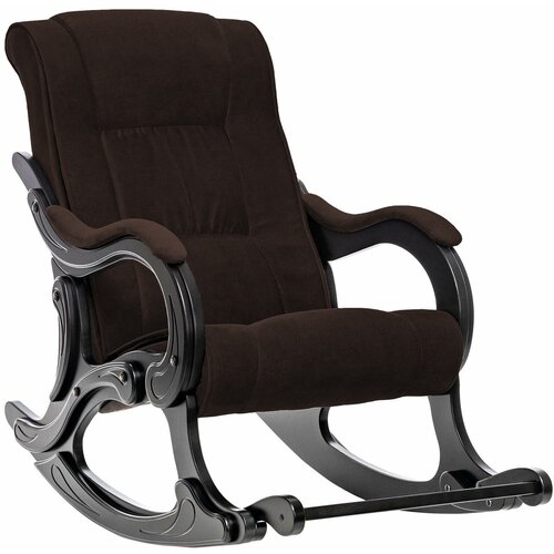 Кресло-качалка с подножкой широкое Родос велюр темный шоколад (V24)