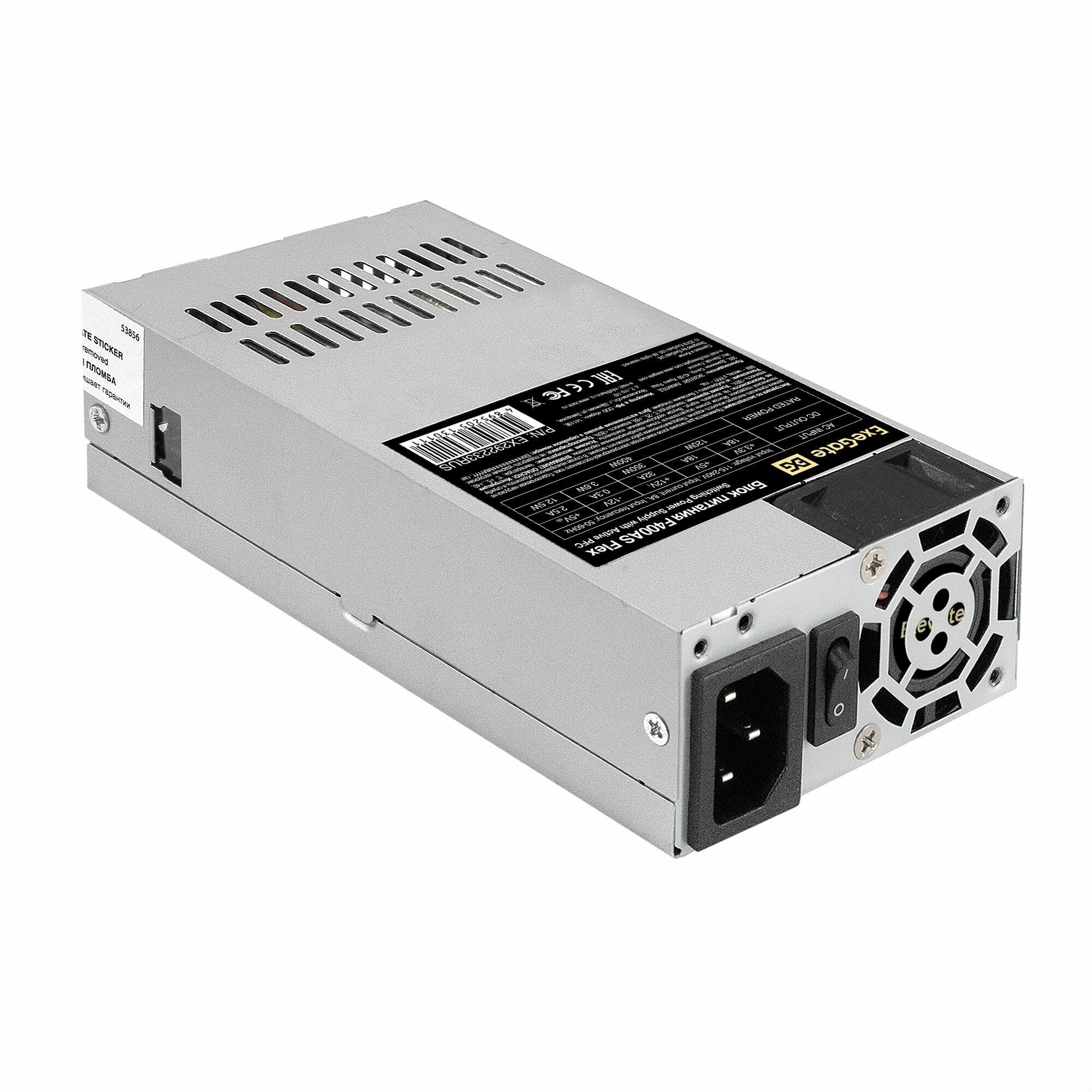 Блок питания 400W ExeGate Ex292233rus F400as (Flex Atx, for ITX case, Apfc, КПД 80% (80 Plus), 4cm f .