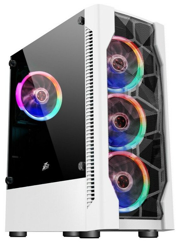 1STPLAYER DK D4 White / Atx tempered glass metal mesh / 4x 120mm LED fans inc. / D4-WH-4G6