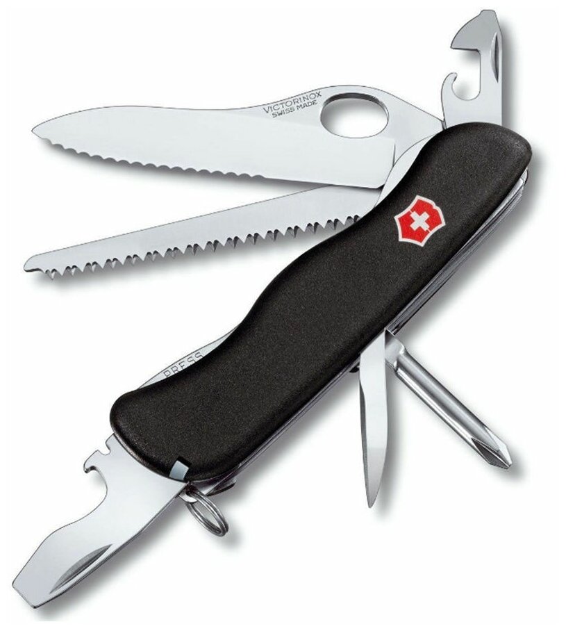 Нож Victorinox Trailmaster One Hand, 111 мм, 12 функций, с фиксатором лезвия, черный, шт