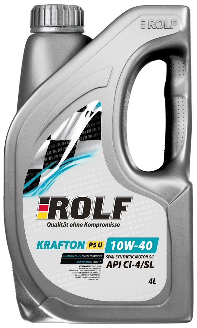 Моторное масло ROLF KRAFTON P5 U 10W-40 CI-4/SL полусинтетическое 4 л