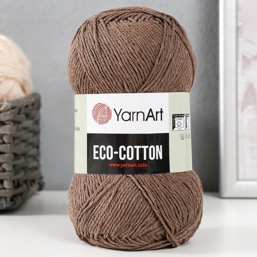 Пряжа YarnArt Eco-Cotton 80% хлопок, 20% полиэстер 220 м, 1 шт, 100 г, 777 коричневый (9554822)