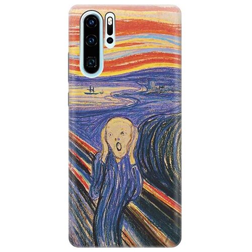 фото Ультратонкий силиконовый чехол-накладка для huawei p30 pro с принтом "крик" gosso