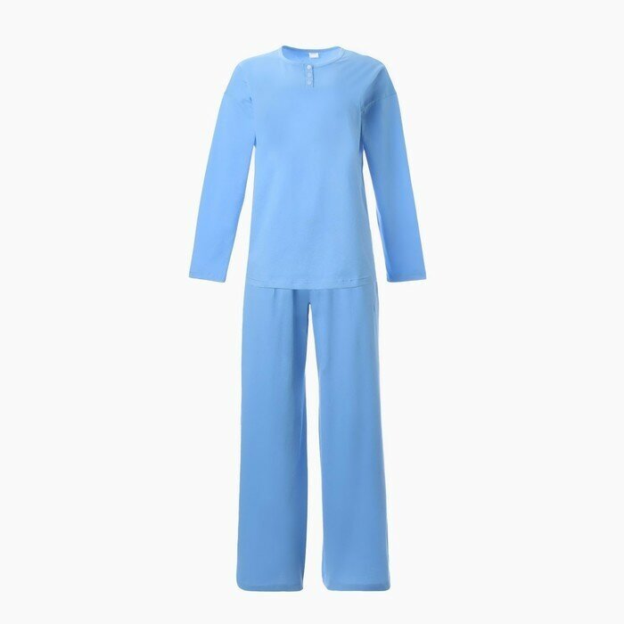 Пижама Minaku, брюки, длинный рукав, карманы, размер 52, голубой - фотография № 14