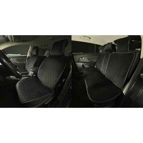 Накидки для Aston Martin DBS купе III (2018-2023) / Астон Мартин ДБС на весь салон Maximal Ромб, Алькантара, Черный