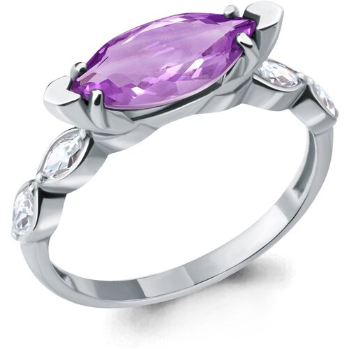 фото Серебряное кольцо aquamarine а6900904 с фианитом и аметистом, размер 18 diamant-online