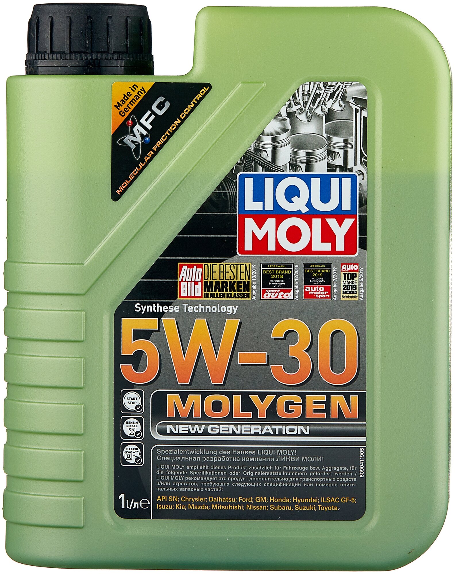 HC-синтетическое моторное масло LIQUI MOLY Molygen New Generation 5W-30, 1 л, 1 шт.