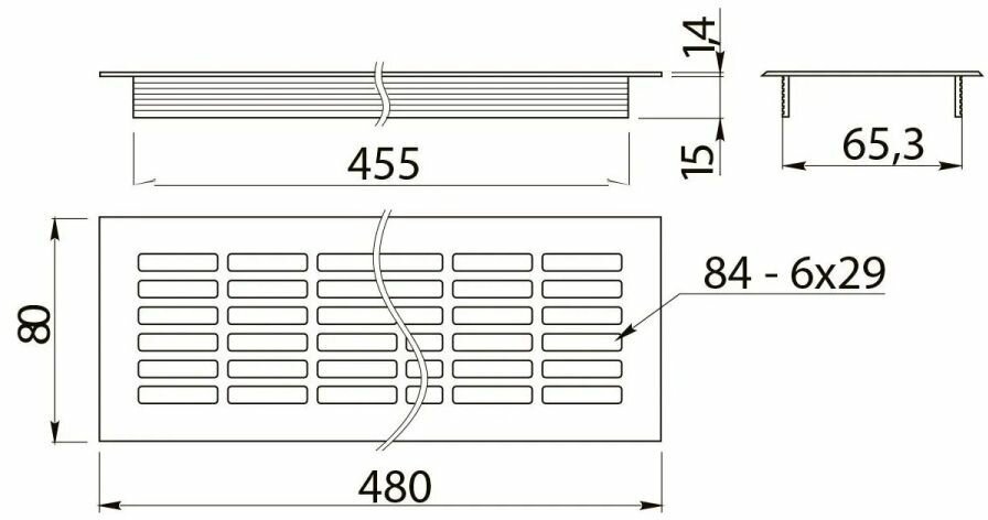 Решетка вентиляционная 480х80 мм, золото - фотография № 6