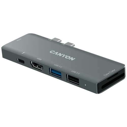 Хаб CANYON USB Hub DS-05 7 портов (Type-C 100 Вт, USB 3.0, USB 2.0, 2 x HDMI, TF, SD)