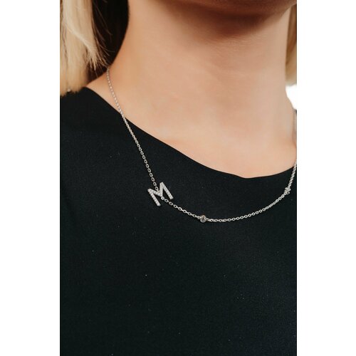 Колье, серебро, 925 проба, фианит, длина 40 см.