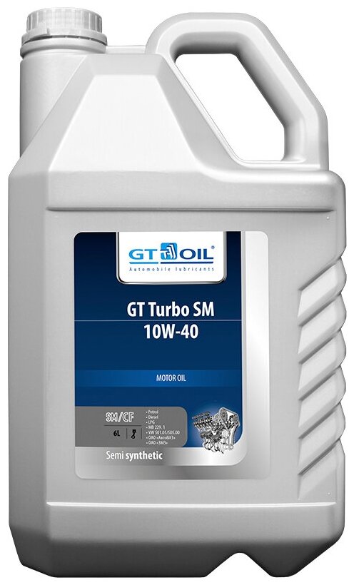 Масло моторное 10w40 gt oil 6л полусинтетика gt turbo sm, gt oil, 8809059407745