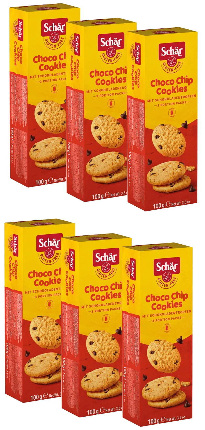 Печенье Schar с кусочками шоколада без глютена (Choco Chip Cookies), 6 шт по 100 г