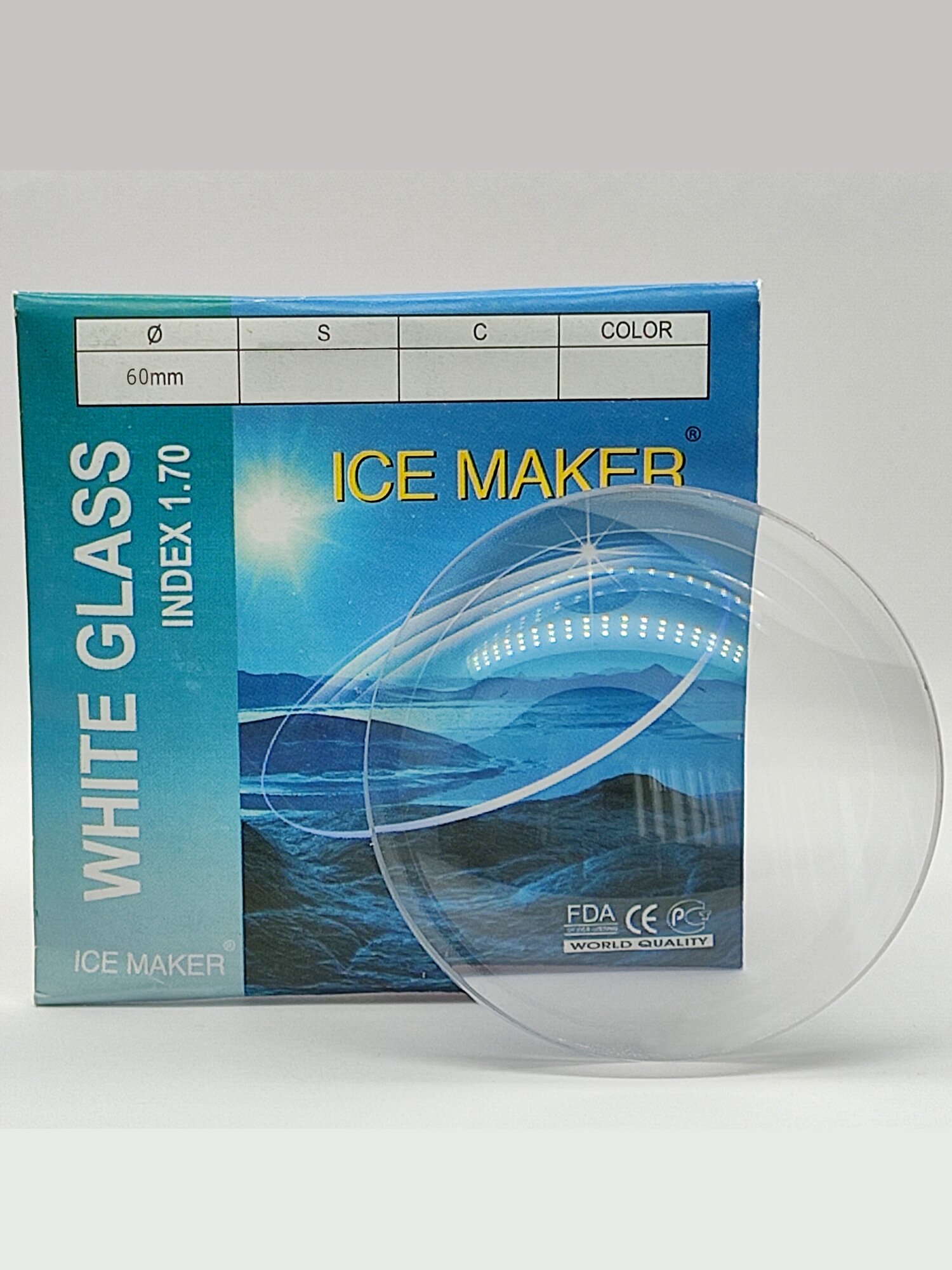 Линза для очков сферическая утонченная 1шт ICE MAKER +16.00, d 60