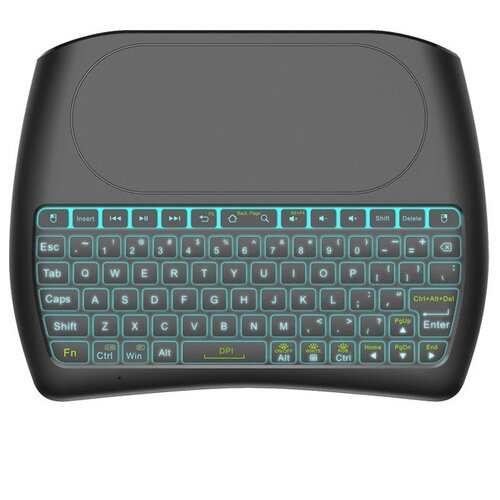 Беспроводная мини клавиатура с тачпадом OneTech D8, АКБ, 7 цветов подсветки, зарядка от USB, английский язык