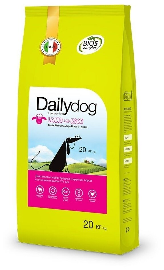 Dailydog Senior Medium Large Breed Lamb and Rice для пожилых собак средних и крупных пород с ягненком и рисом