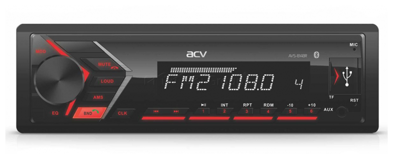 Автомагнитола ACV AVS-814BR 1din/красная/Bluetooth/USB/AUX/SD/FM/4*50