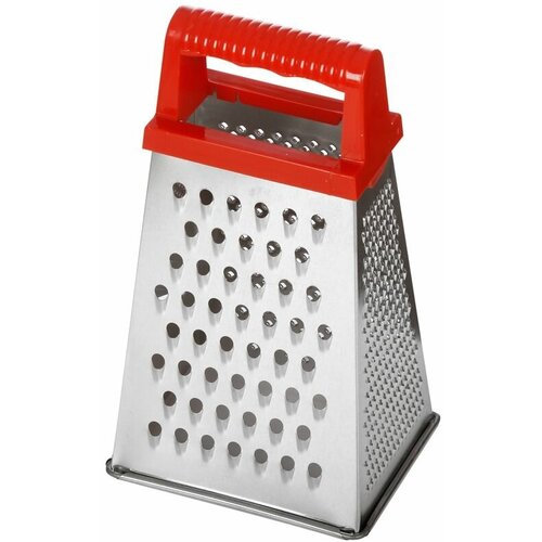 Терка жестяная 4 грани пласт. ручка (высота 204ММ, ДНО 96Х120ММ) никис