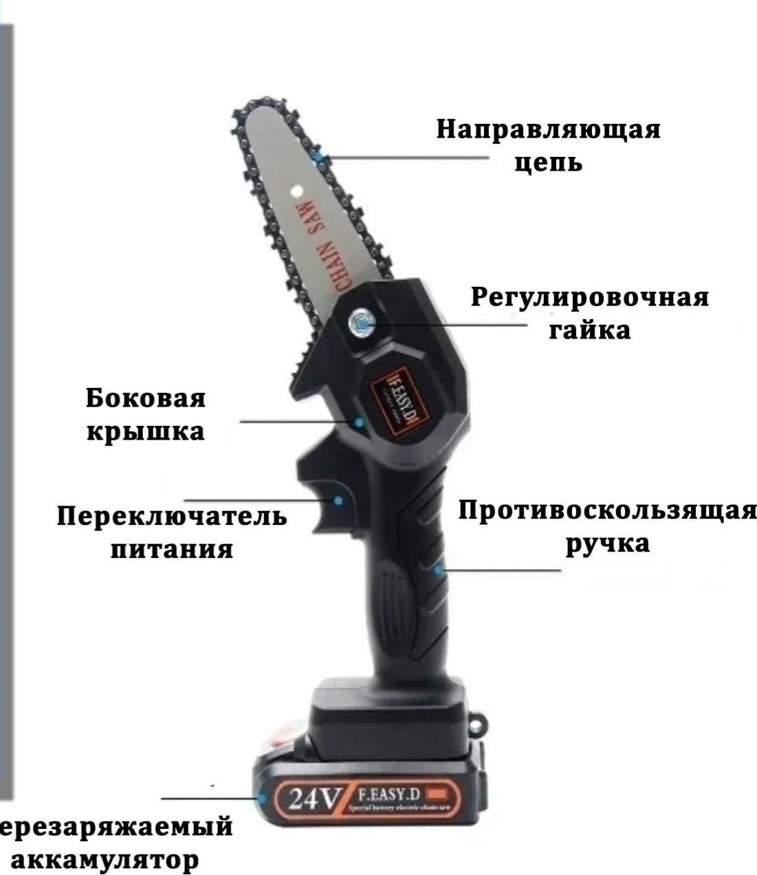 Супермощная Мини пила цепная электрическая Mini electric chainsaw 24v - фотография № 2