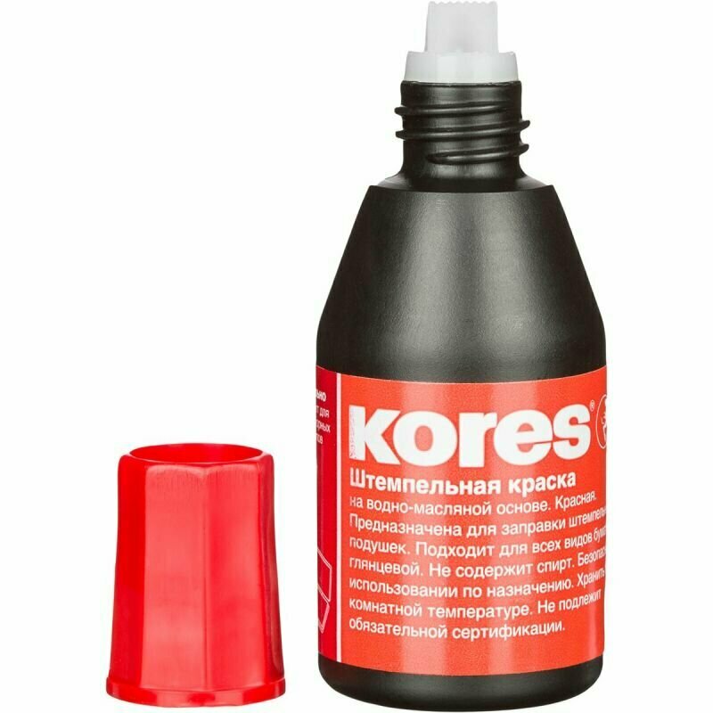 Краска штемпельная Kores на водно-масляной основе6 28 г, красная — фото 8