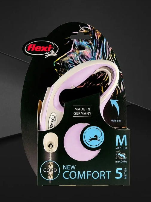 Рулетка для собак Flexi New Comfort М, до 20 кг, цвет: черный/розовый, 5м - фото №5