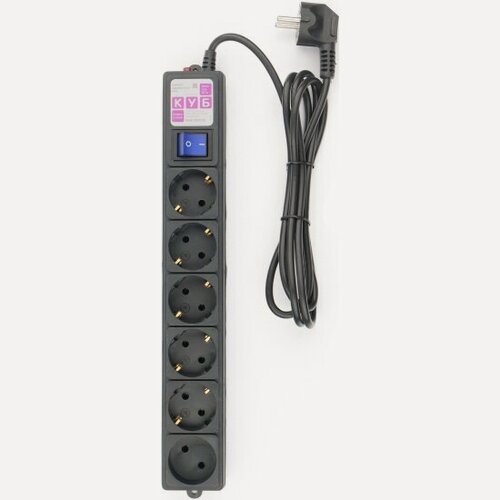 Изображение товара Сетевой фильтр Power Cube 1.9м 6 розеток (черный)