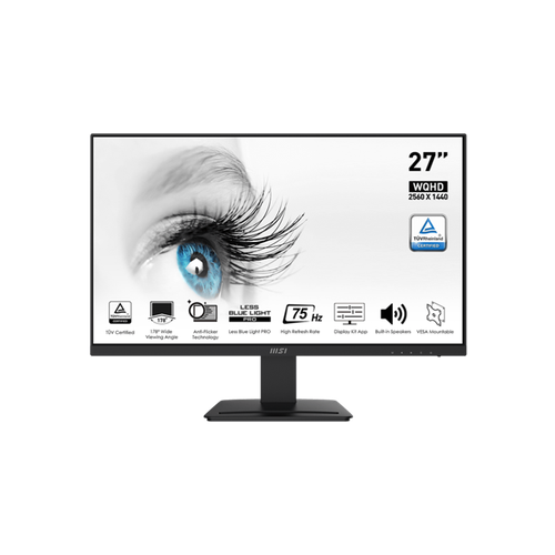 MSI PRO MP273QV 27 169 WQHD2560x1440 VA Flat 1msMPRT 40001 100M1 250nit 178178 2xHDMI 14b DP 12a Speaker Tilt 75Hz Black 1y war 2099200₽