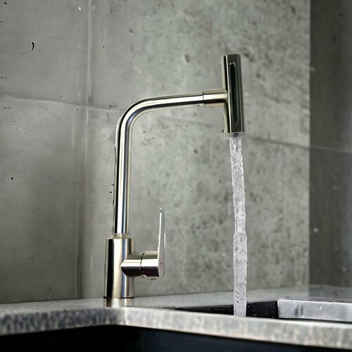 Многофункциональный смеситель для кухни, водопад, 4 режима подачи воды, поворот на 360 градусов, серый