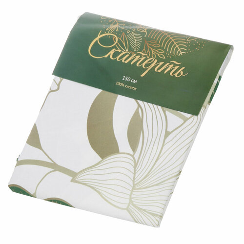 Скатерть 100хл d150 см Зеленые цветы 2389₽