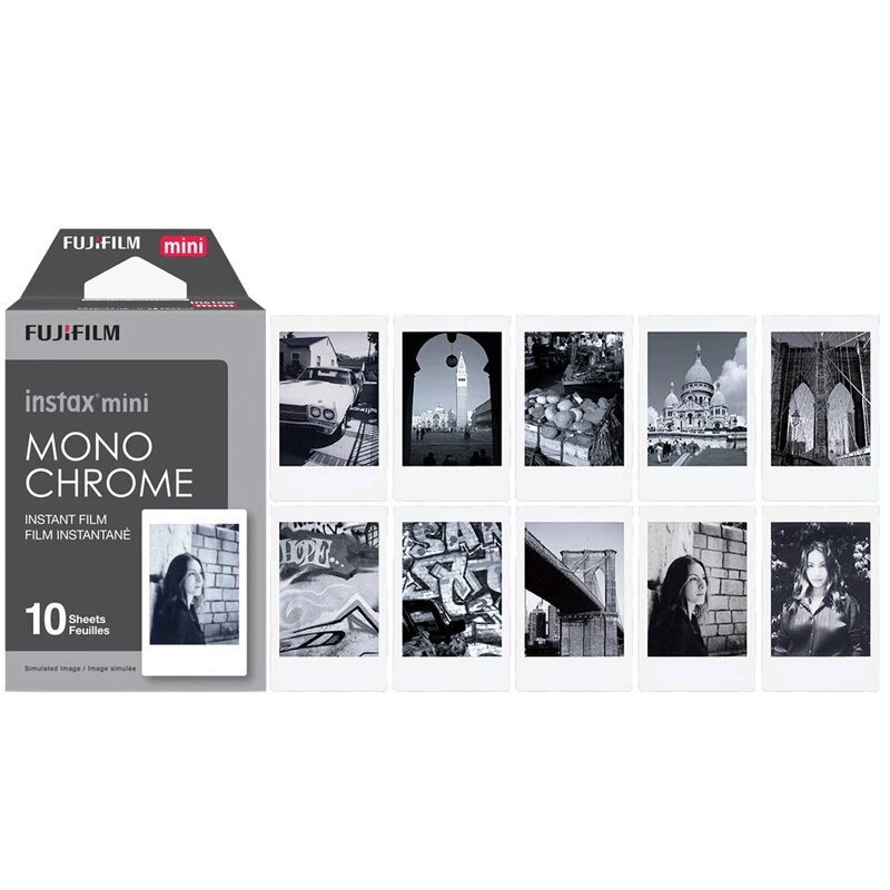 Fujifilm instax mini пленка цветная 10 листов, 10 sheets Monochrome