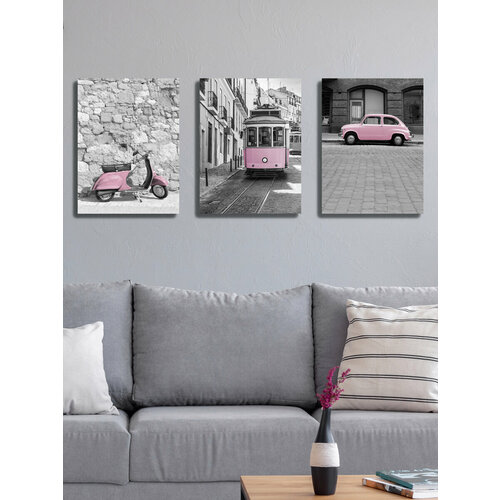 Картины на холсте LOFTime 3 шт города РОЗ 30Х40 К-118-3040