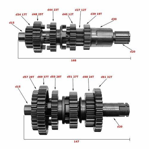 Валы КПП в сборе 165FMM169FMM CBB 200-250 под балансирный вал 3400₽