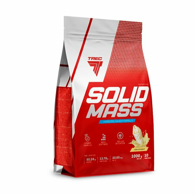 Гейнер для набора массы, Trec Nutrition Solid Mass, 1 кг, вкус: ваниль